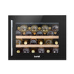Baridi 28 Bottle Built-In Wine Cooler with Beech Wood Shelves & LED Light - Black | DH205