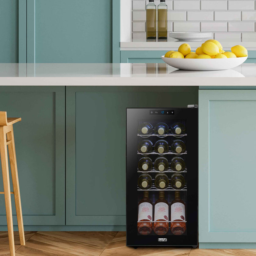Baridi 15 Bottle Wine Fridge with Digital Touch Screen & LED Light - Black | DH5