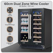 Baridi 40 Bottle/120 Can Dual Zone Undercounter/Freestanding Wine & Drinks Fridge - Black | DH96