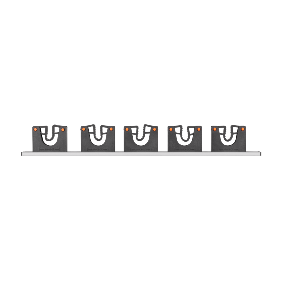 Wall Mount Tool Holder Rail - Gripper Design (5 Handles)