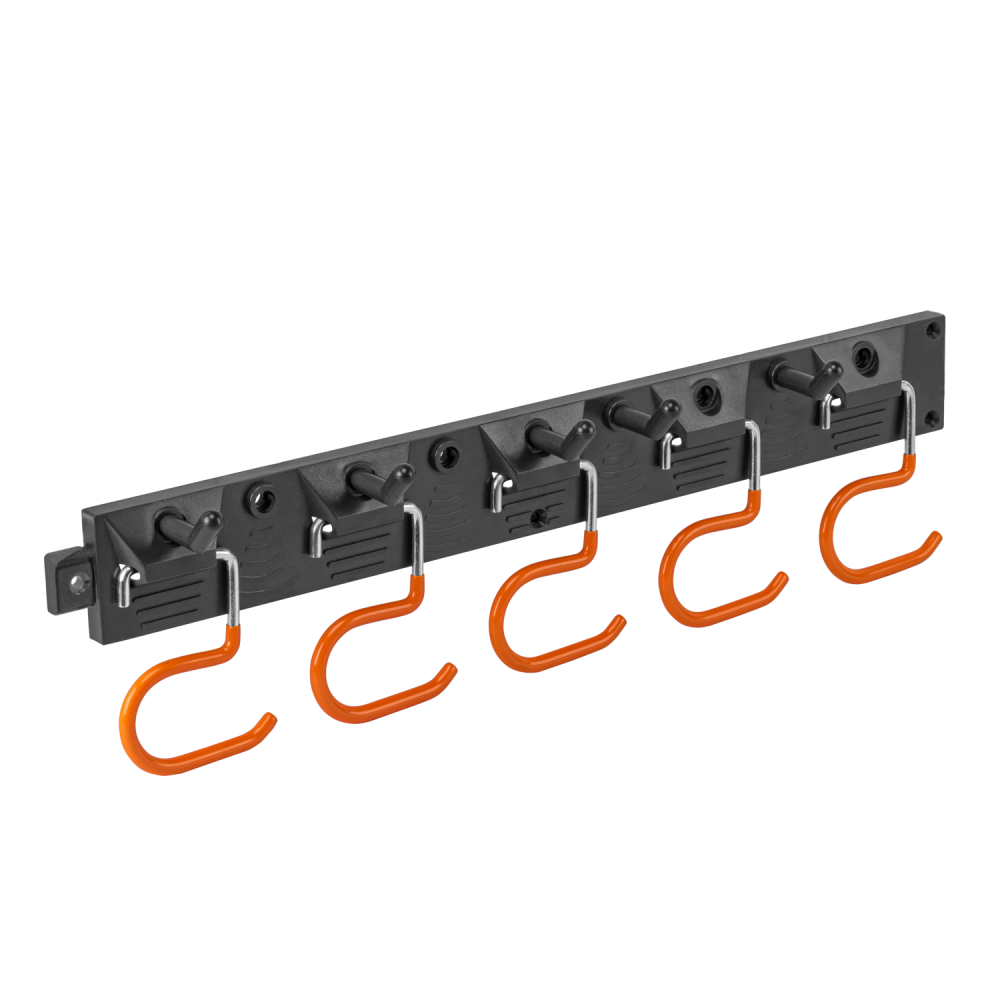 Tool Rail with Adjustable Peg Hooks and S Hanging Hooks