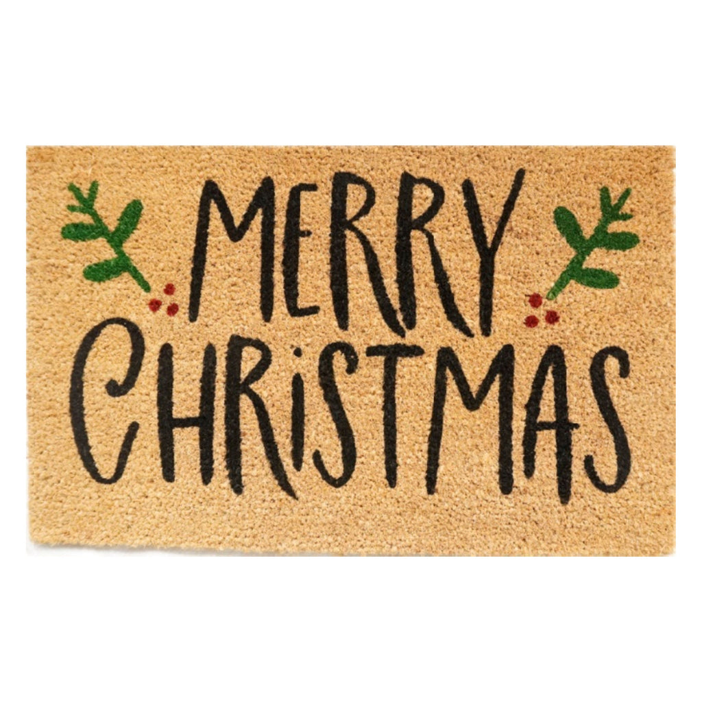 Doormat 60cm x 40cm -  'Merry Christmas' (Holly)