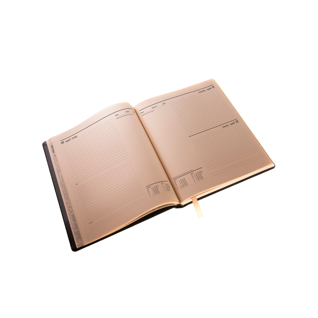 2026 Desk Diary (Pink paper) - Day-a-Page Planner - Black (DPC-26)