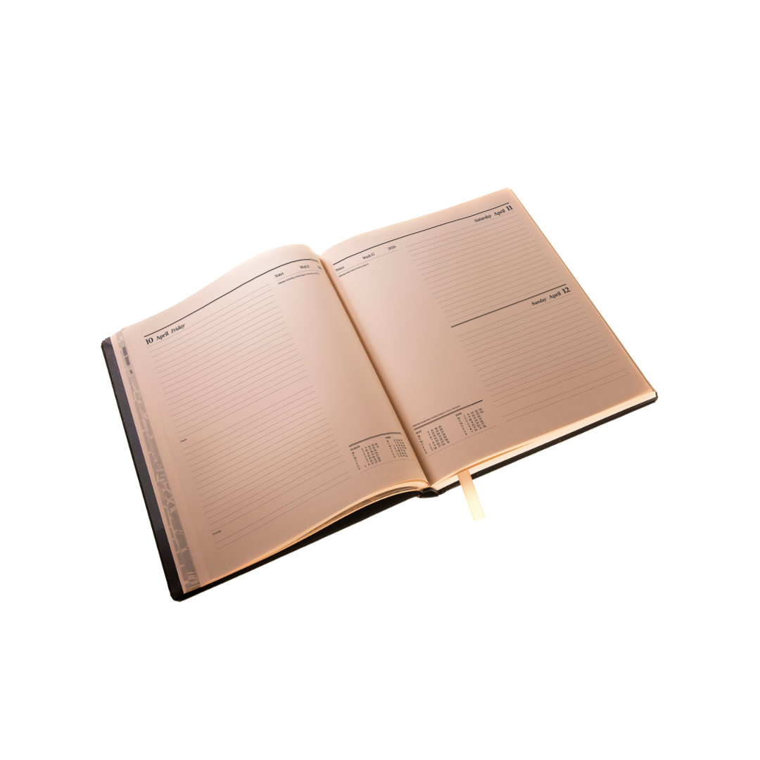 2026 Desk Diary (Pink paper) - Day-a-Page Planner - Black (DPC-26)