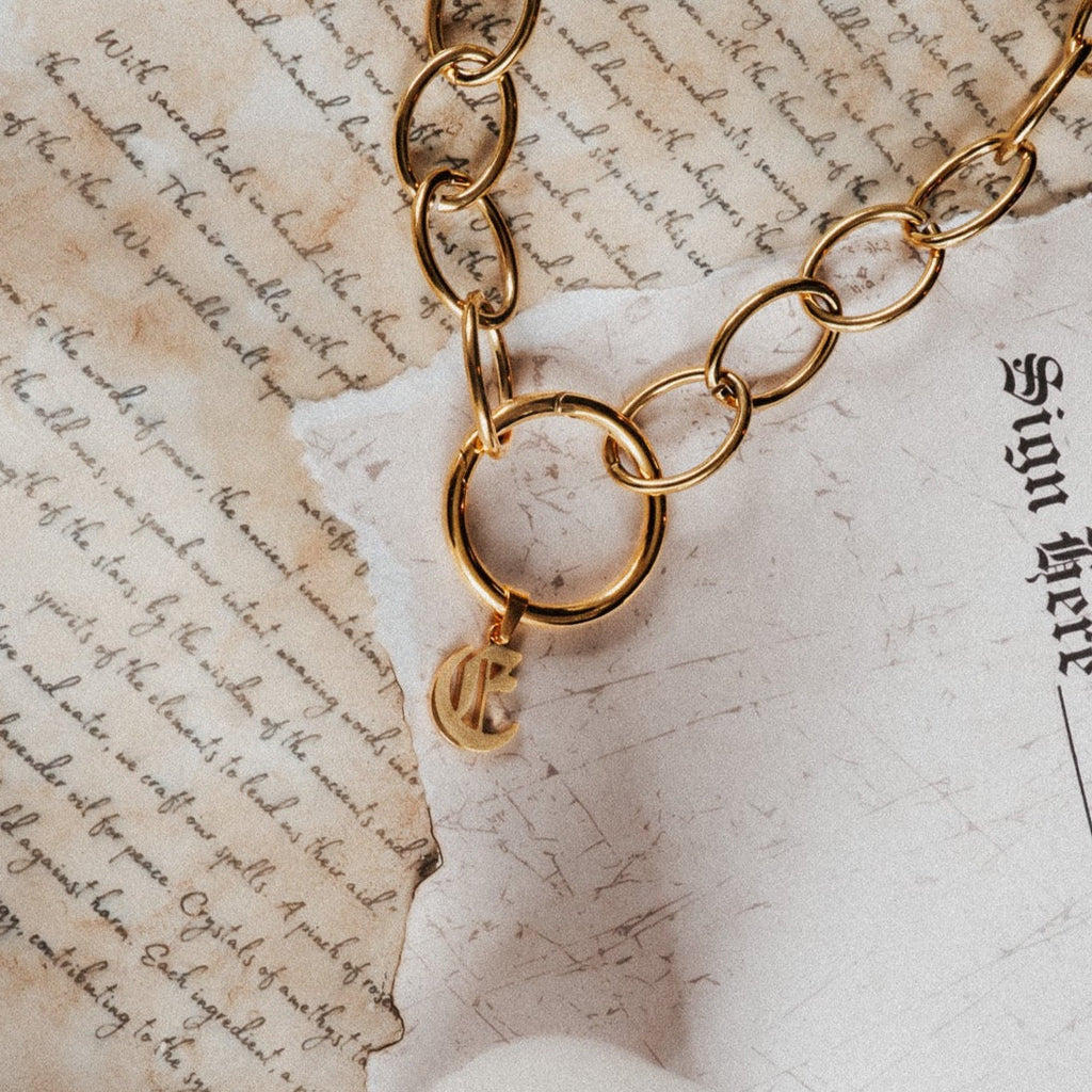 Charm Coven Gold Old English Initial Charm