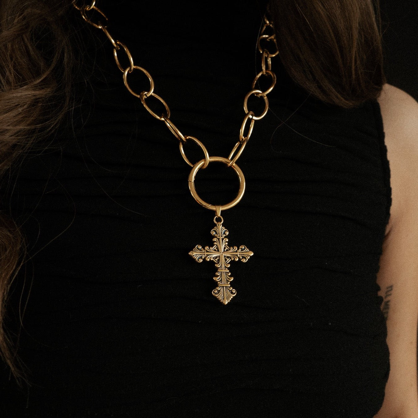 Charm Coven Lament Cross Charm Gold