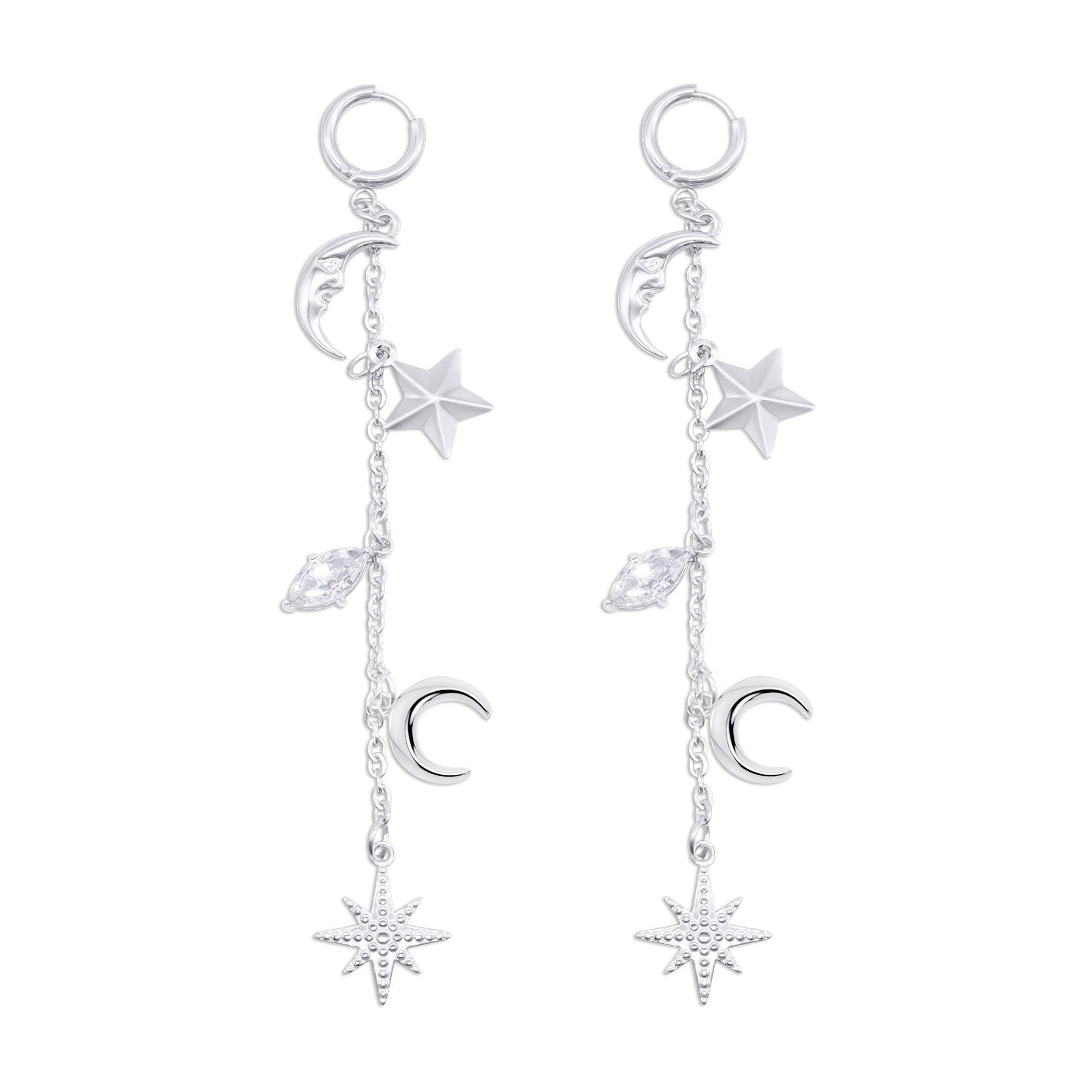 Cassiopeia Star and Moon Earrings