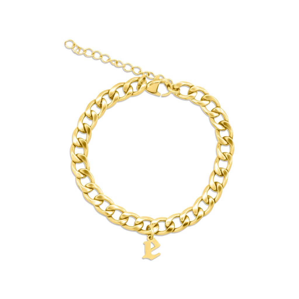 Gold Personalised Old English Charm Bracelet