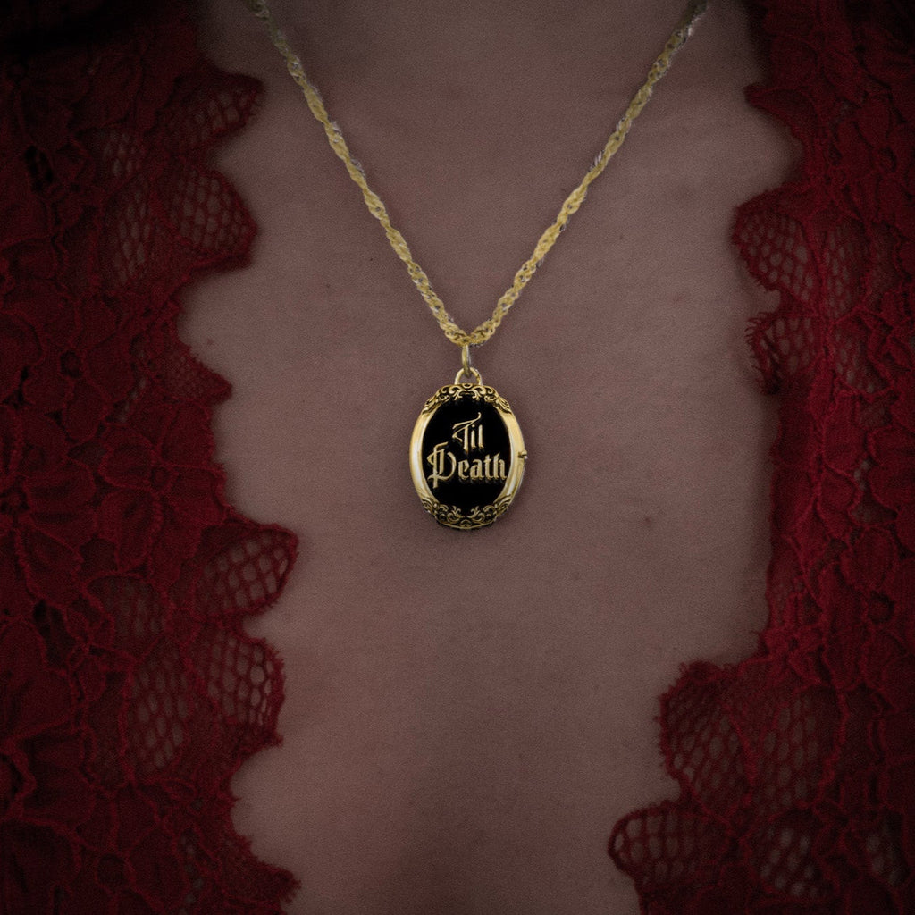 Gold Til Death Locket Necklace