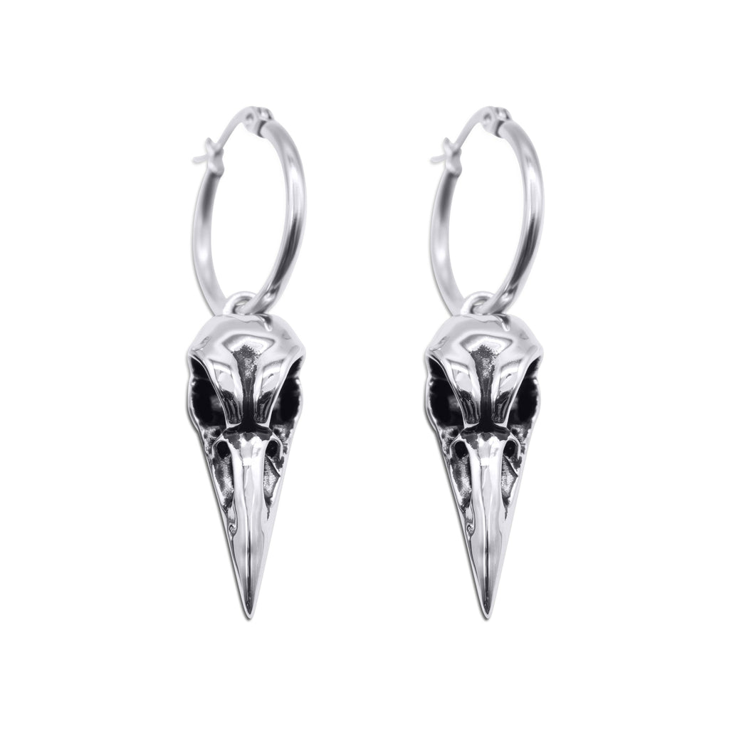 Raven Bird Skull Earrings