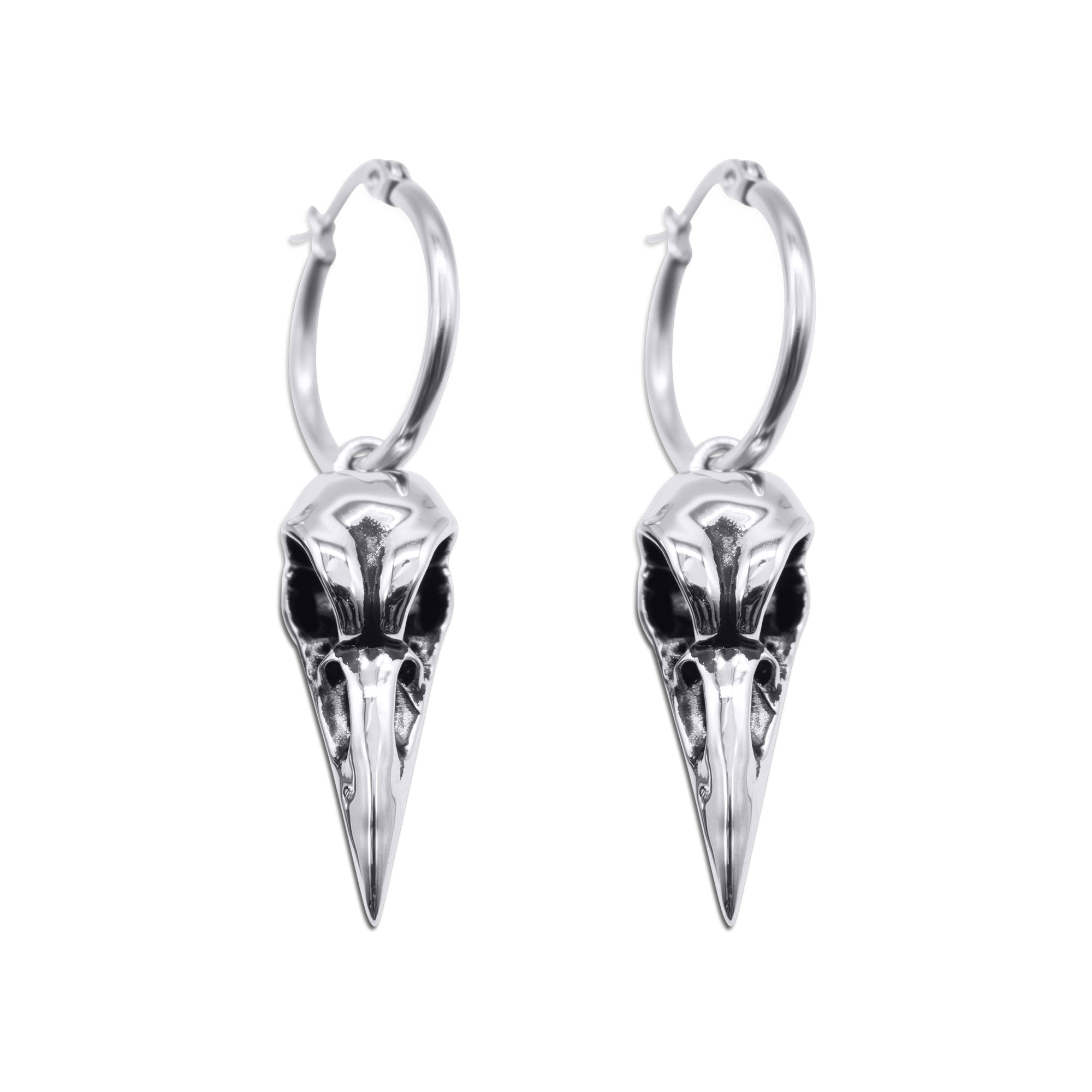 Raven Bird Skull Earrings
