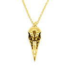 Gold Raven Bird Skull Necklace