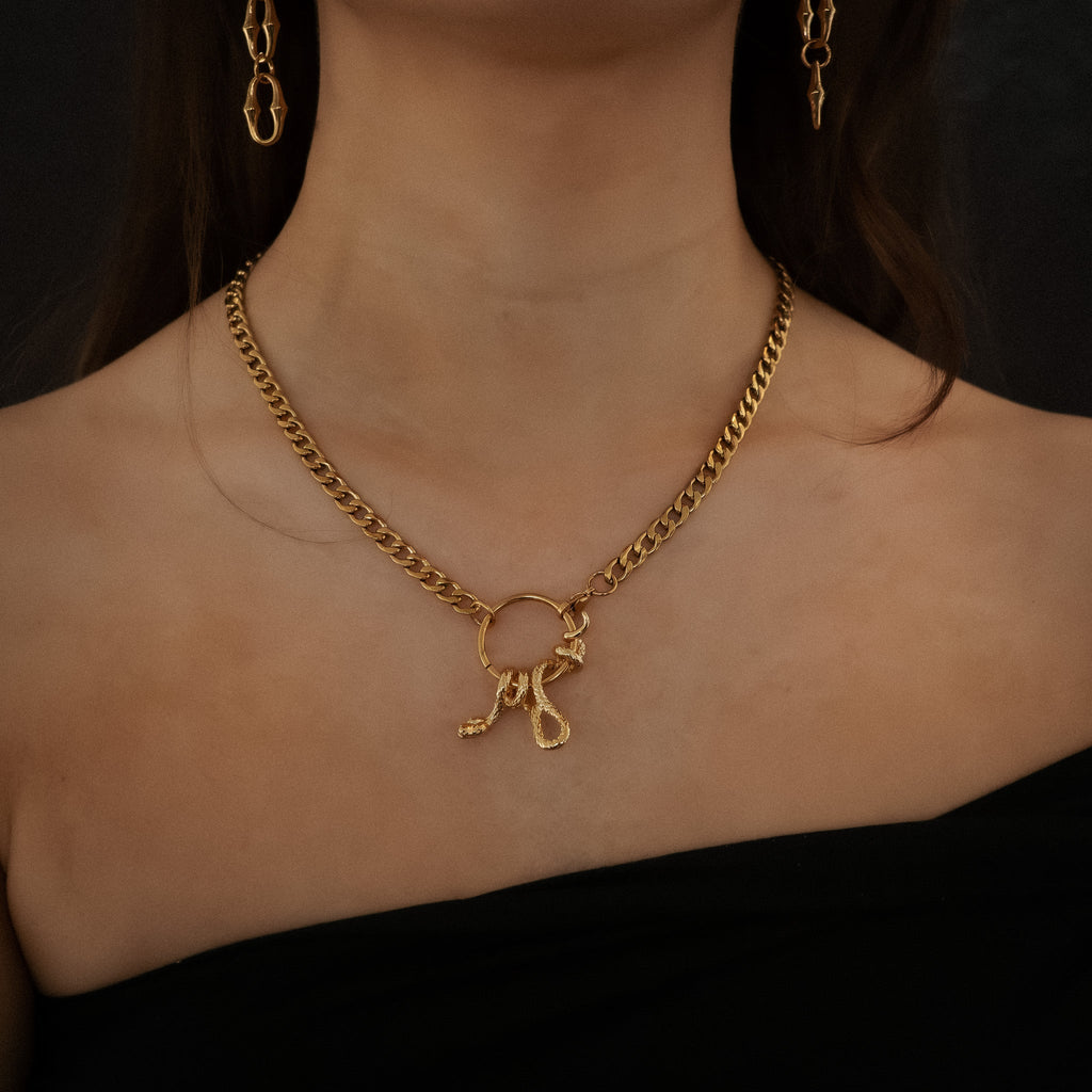 Gold Serpent's Lair Snake Necklace