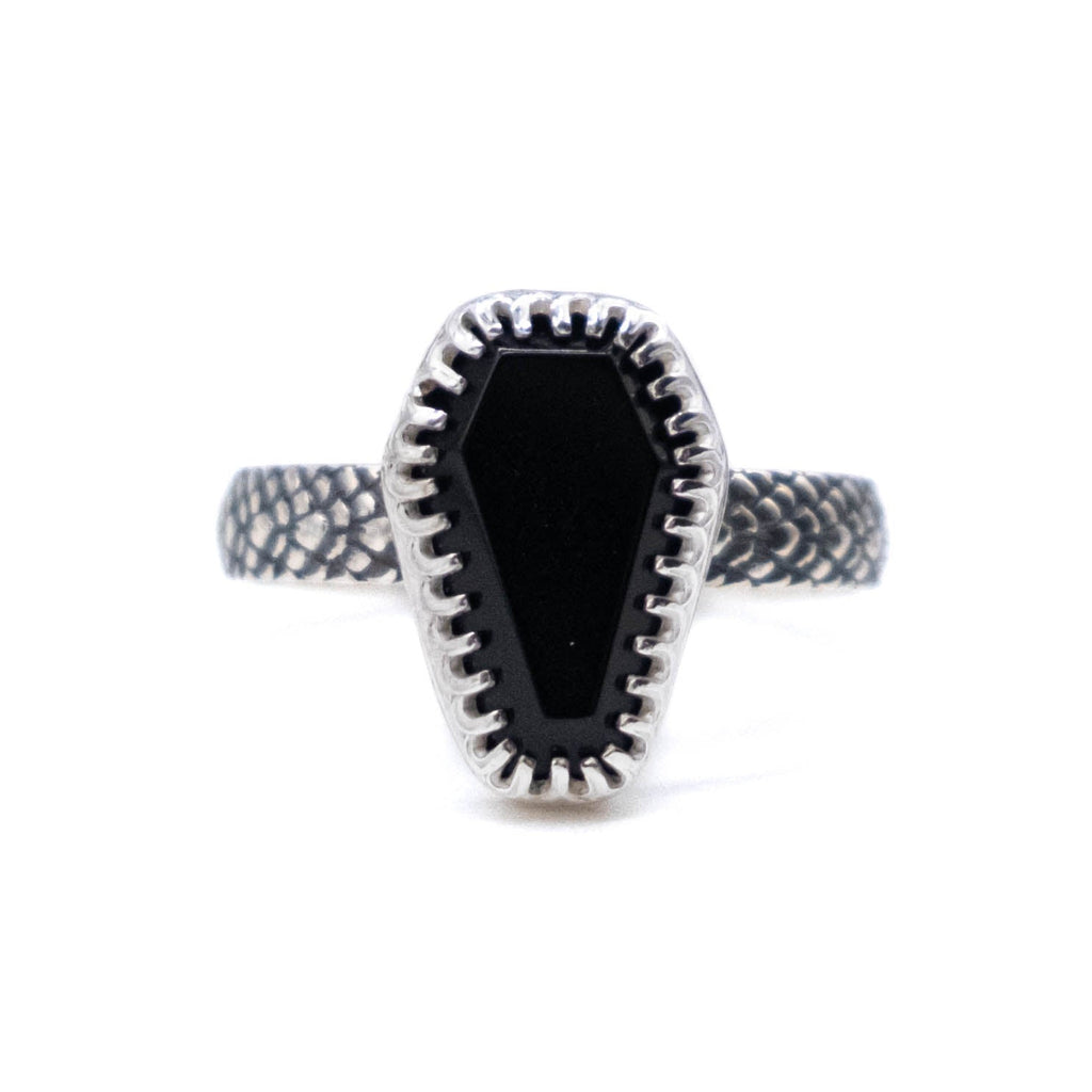 Black Coffin Snake Band Ring - Size W