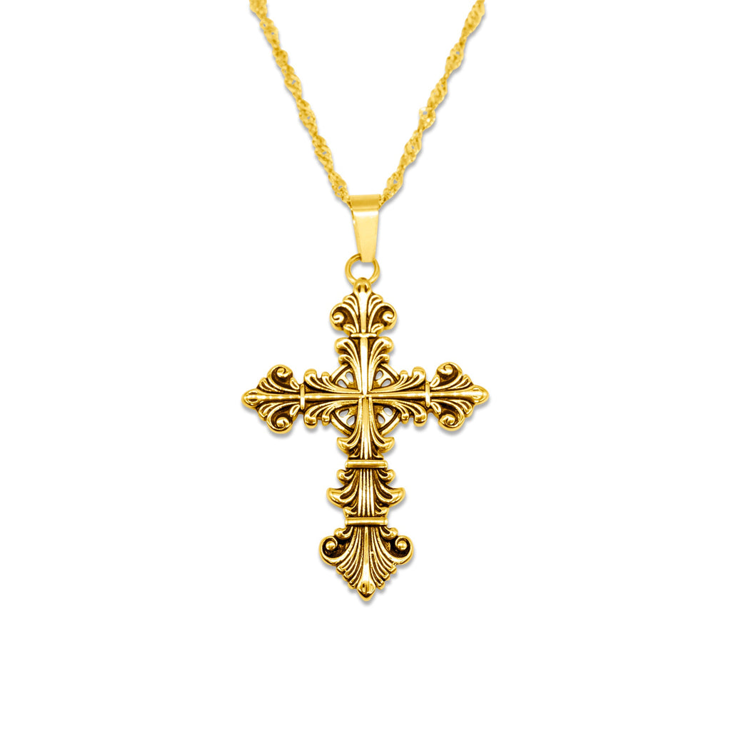 Lament Cross Necklace Gold