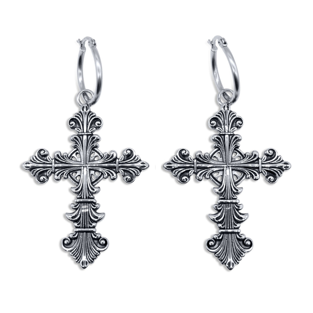Lament Cross Hoop Earrings
