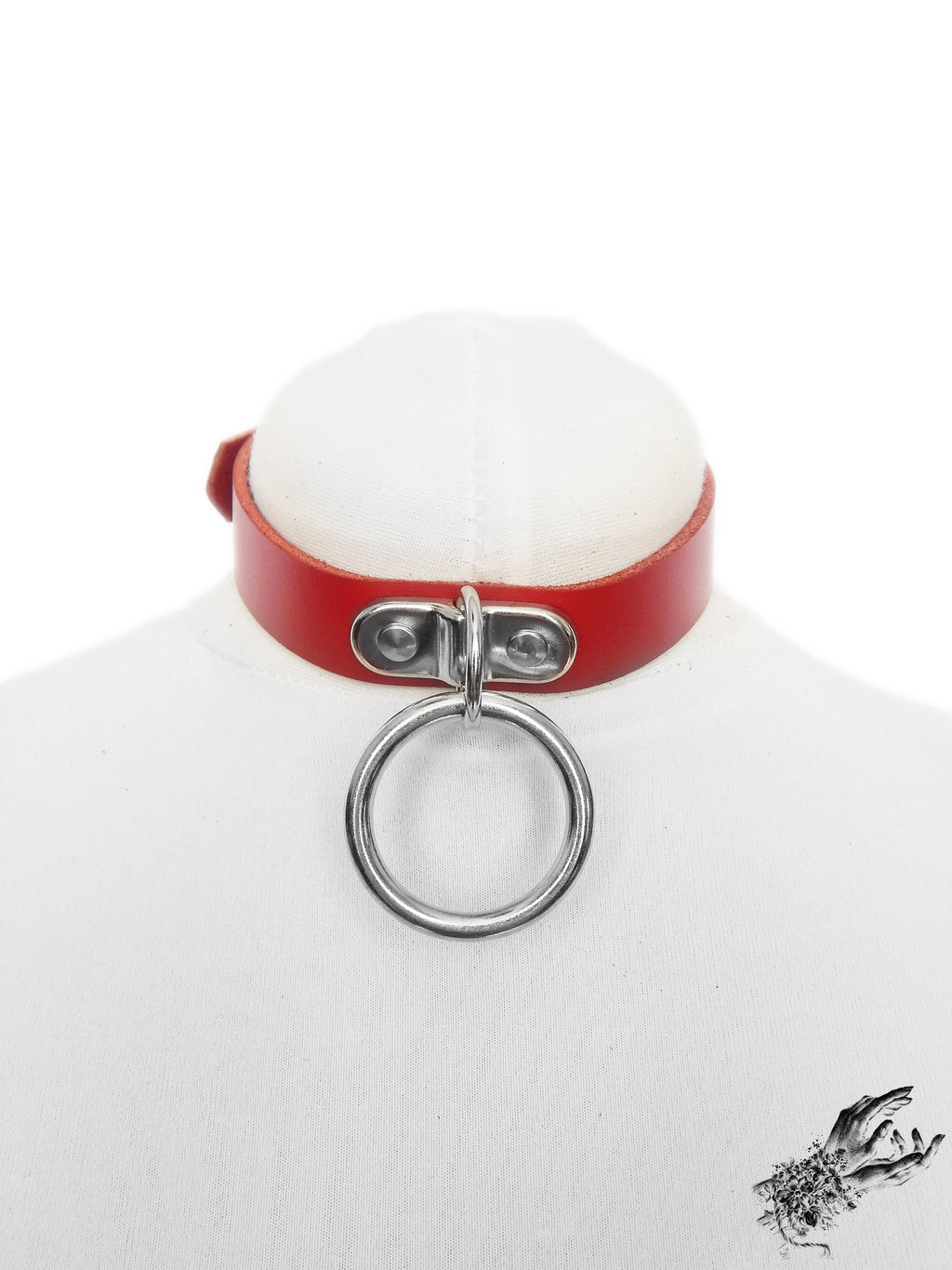 Red Leather D and O Ring Choker
