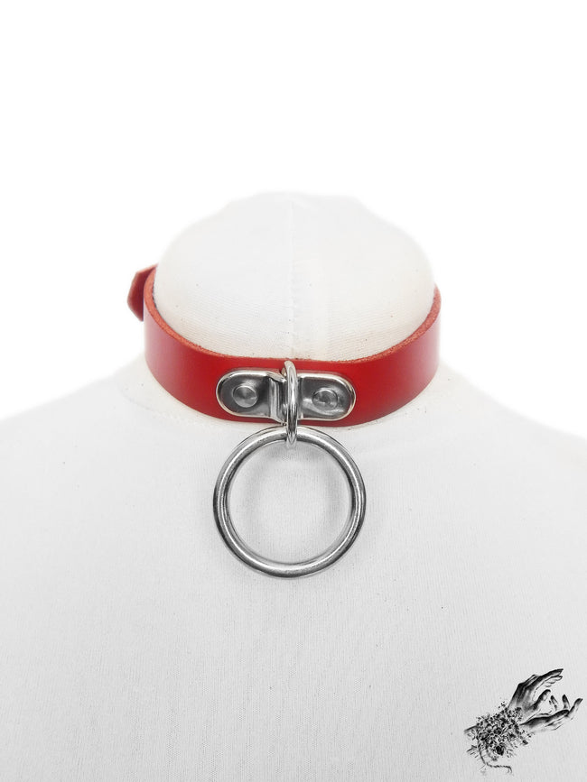 Red Leather D and O Ring Choker