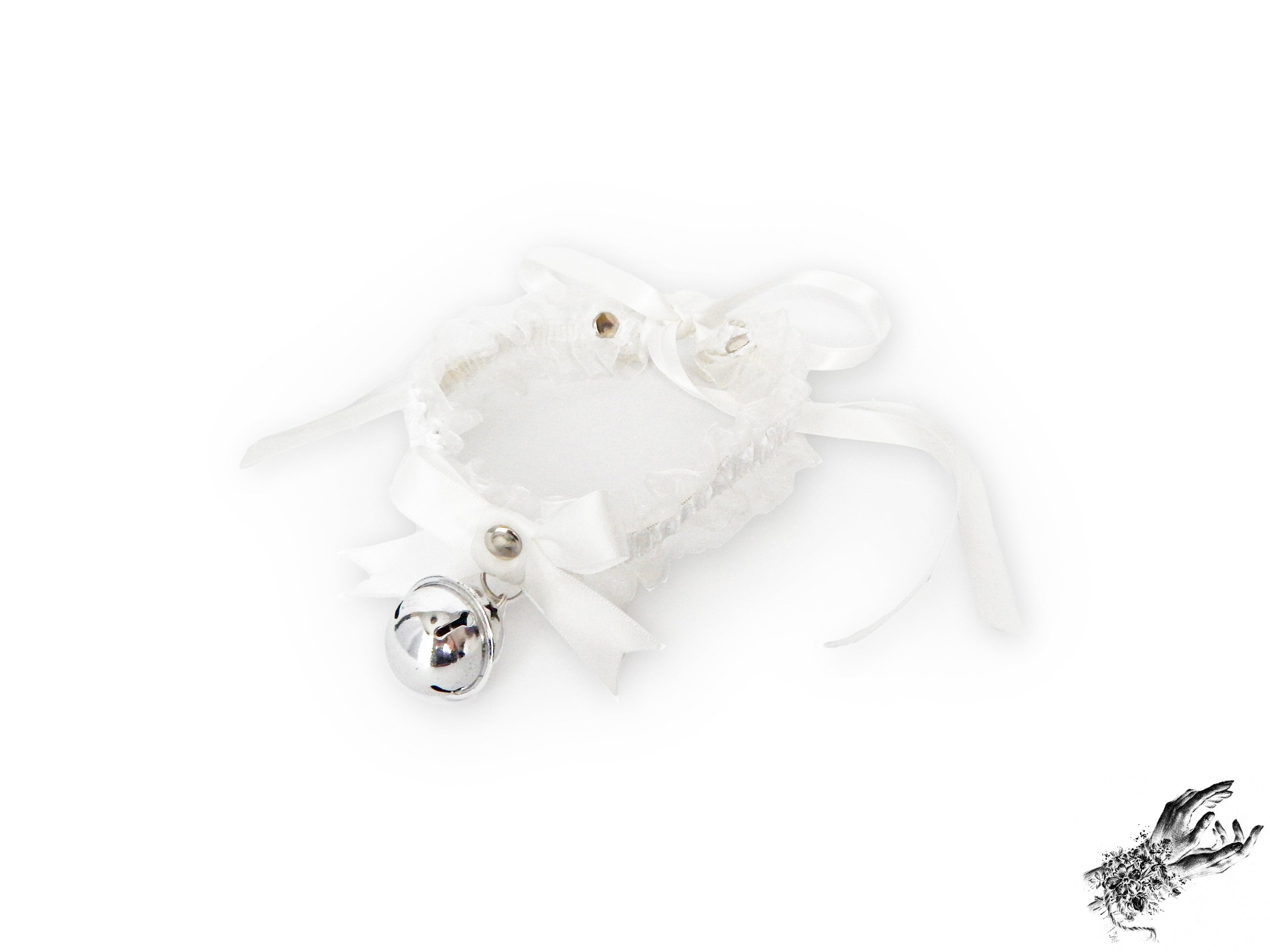 White Ruffled Bell 2-in-1 Choker/Garter - White Lace Collar