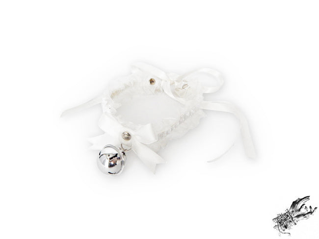 White Ruffled Bell 2-in-1 Choker/Garter - White Lace Collar