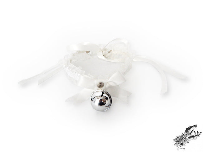 White Ruffled Bell 2-in-1 Choker/Garter - White Lace Collar