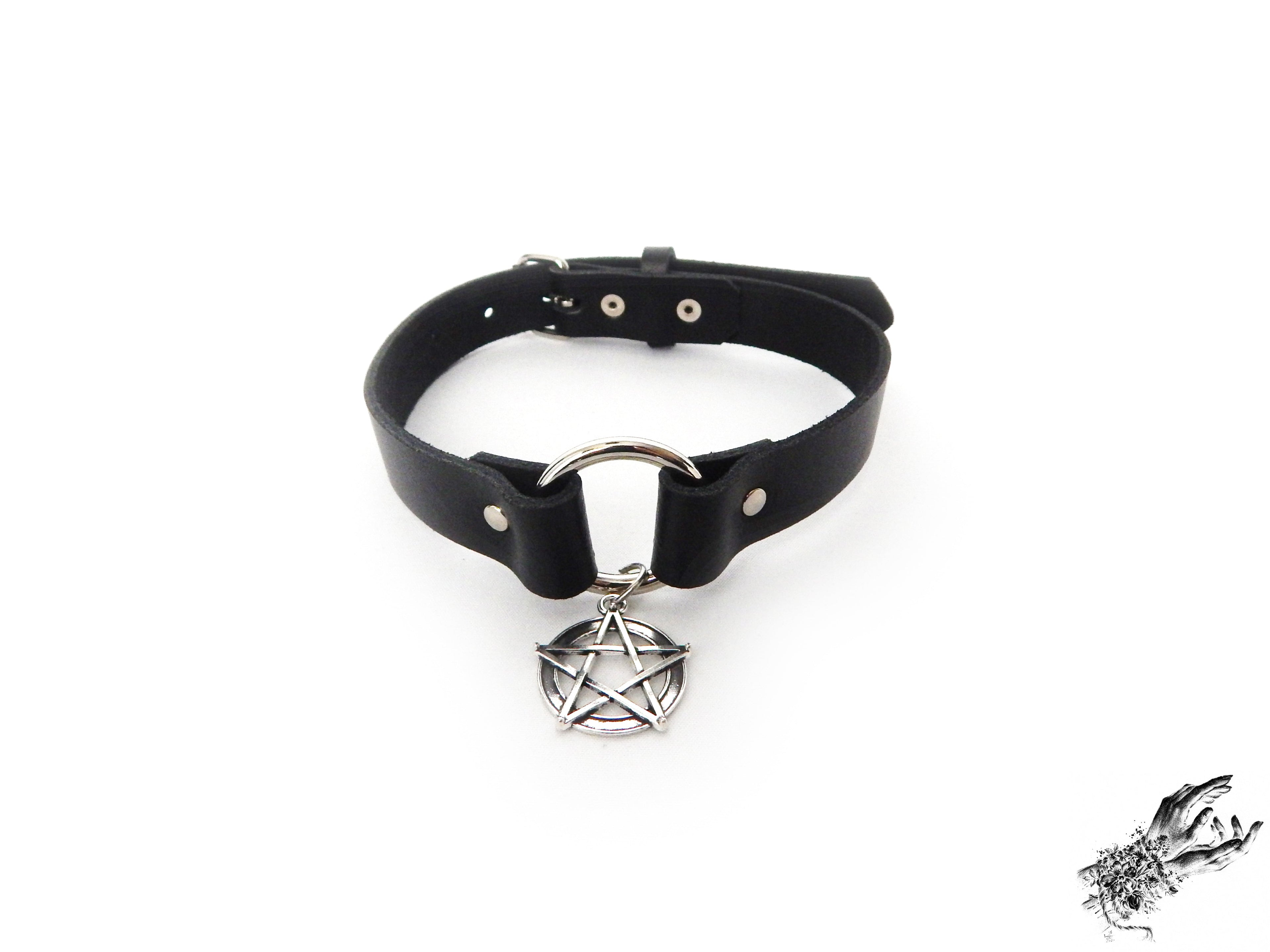 Black O Ring and Pentagram Choker
