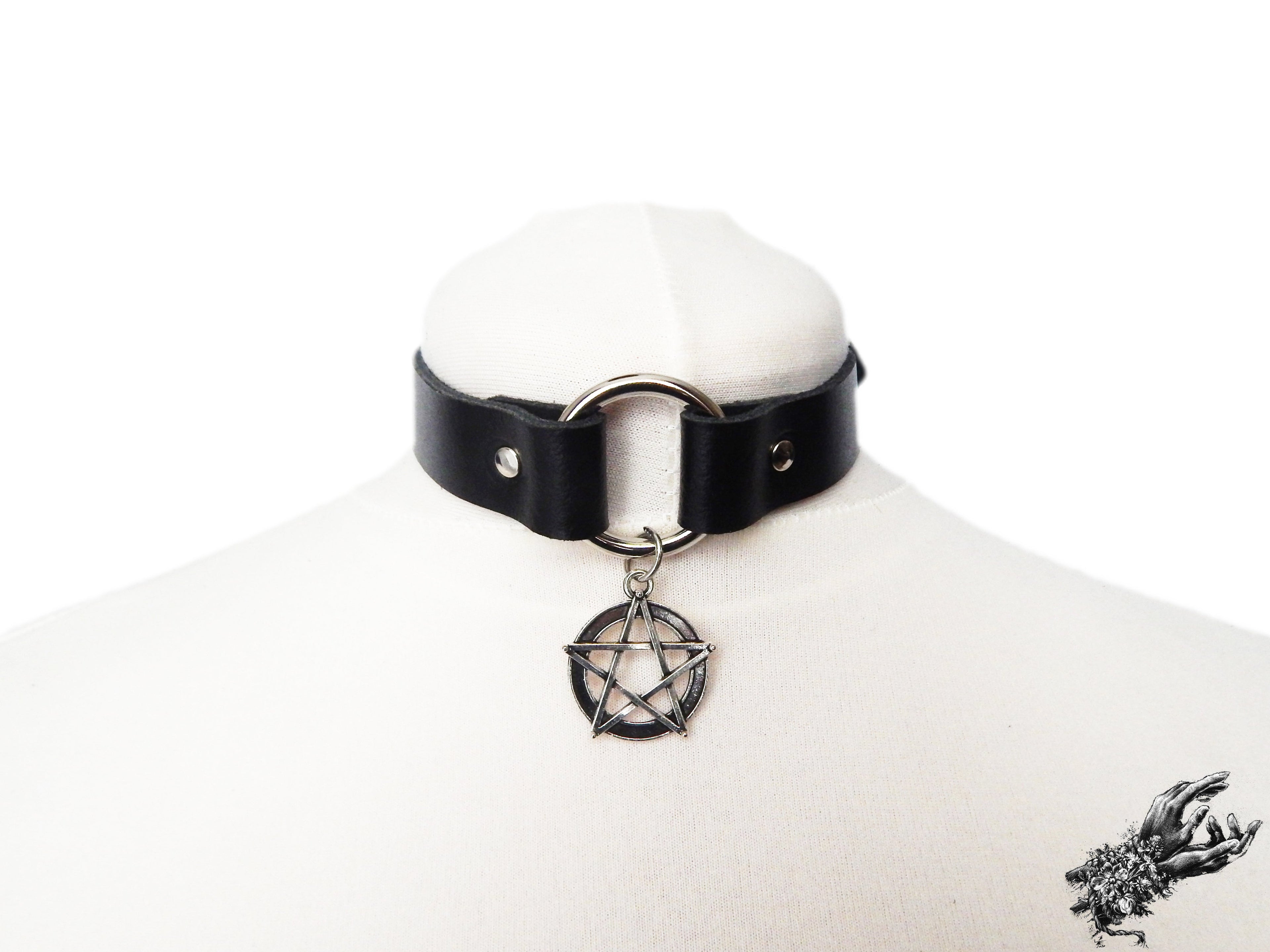 Black O Ring and Pentagram Choker