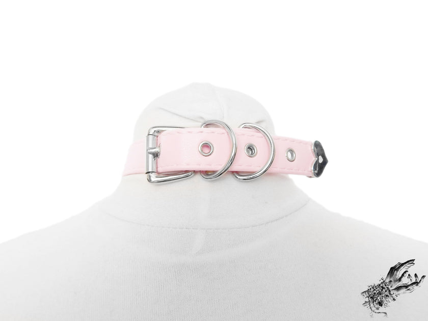 Half Pink and Half White Studded O Ring Choker