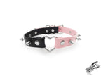 Half Black and Half Pink Studded Heart Ring Choker