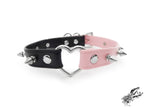 Half Black and Half Pink Studded Heart Ring Choker