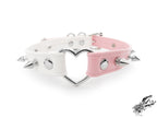 Half Pink and Half White Studded Heart Ring Choker