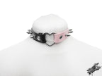 Half Black and Half Pink Studded Heart Ring Choker