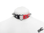 Half Black and Half Red Studded Heart Ring Choker