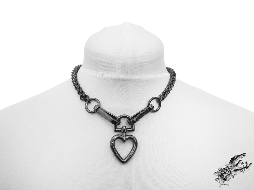 Black Chunky Chain and Heart Choker