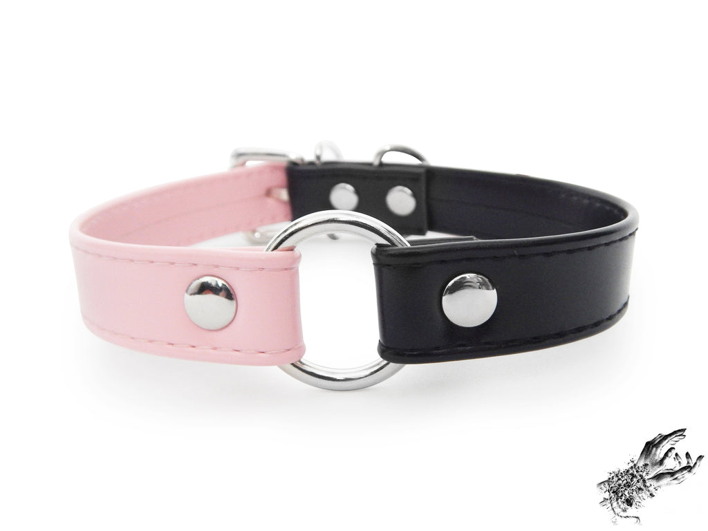 Half Black and Half Pink O Ring Choker