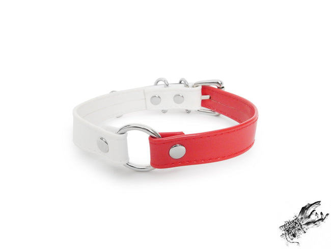 Half Red and Half White O Ring Choker