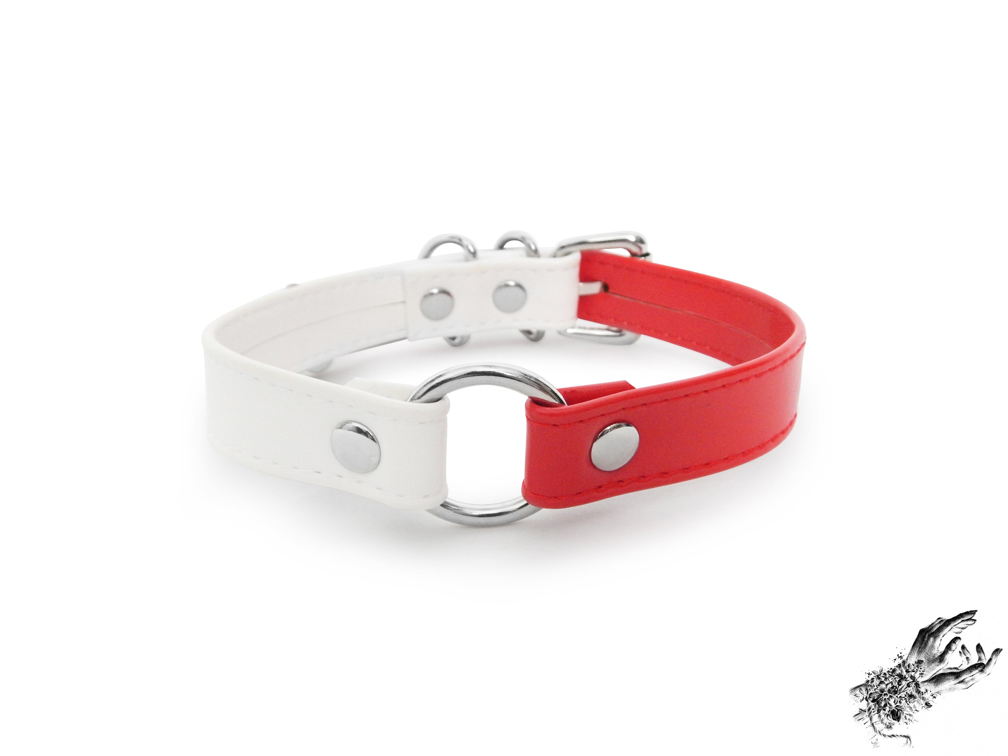 Half Red and Half White O Ring Choker
