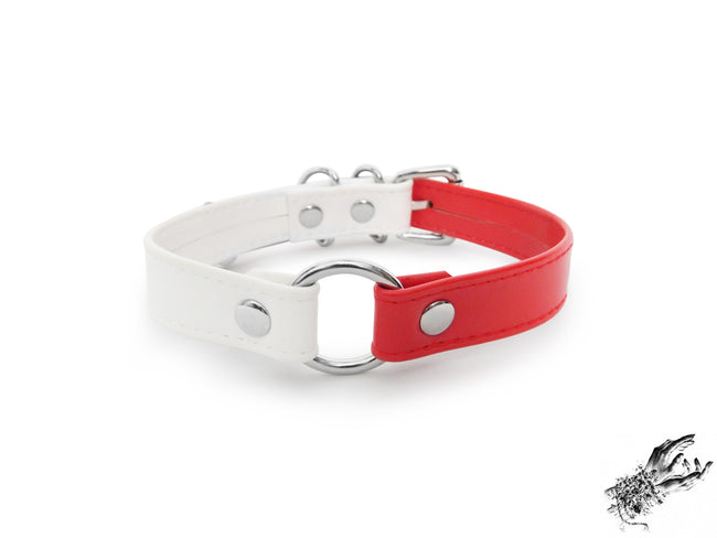 Half Red and Half White O Ring Choker