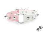 Half Pink and Half White Studded O Ring Choker