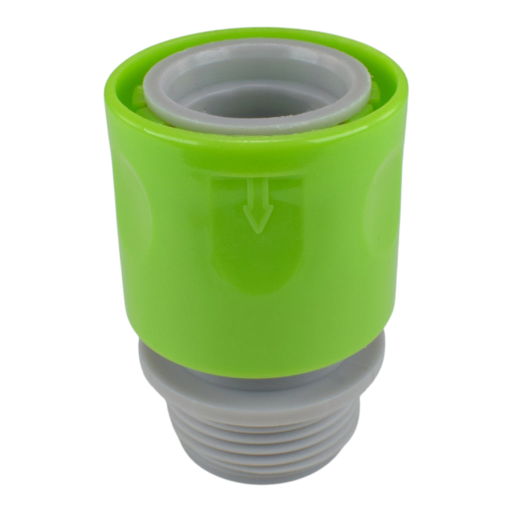 Male & Female Threaded Hose Quick Connector Set with Valve (Lime)