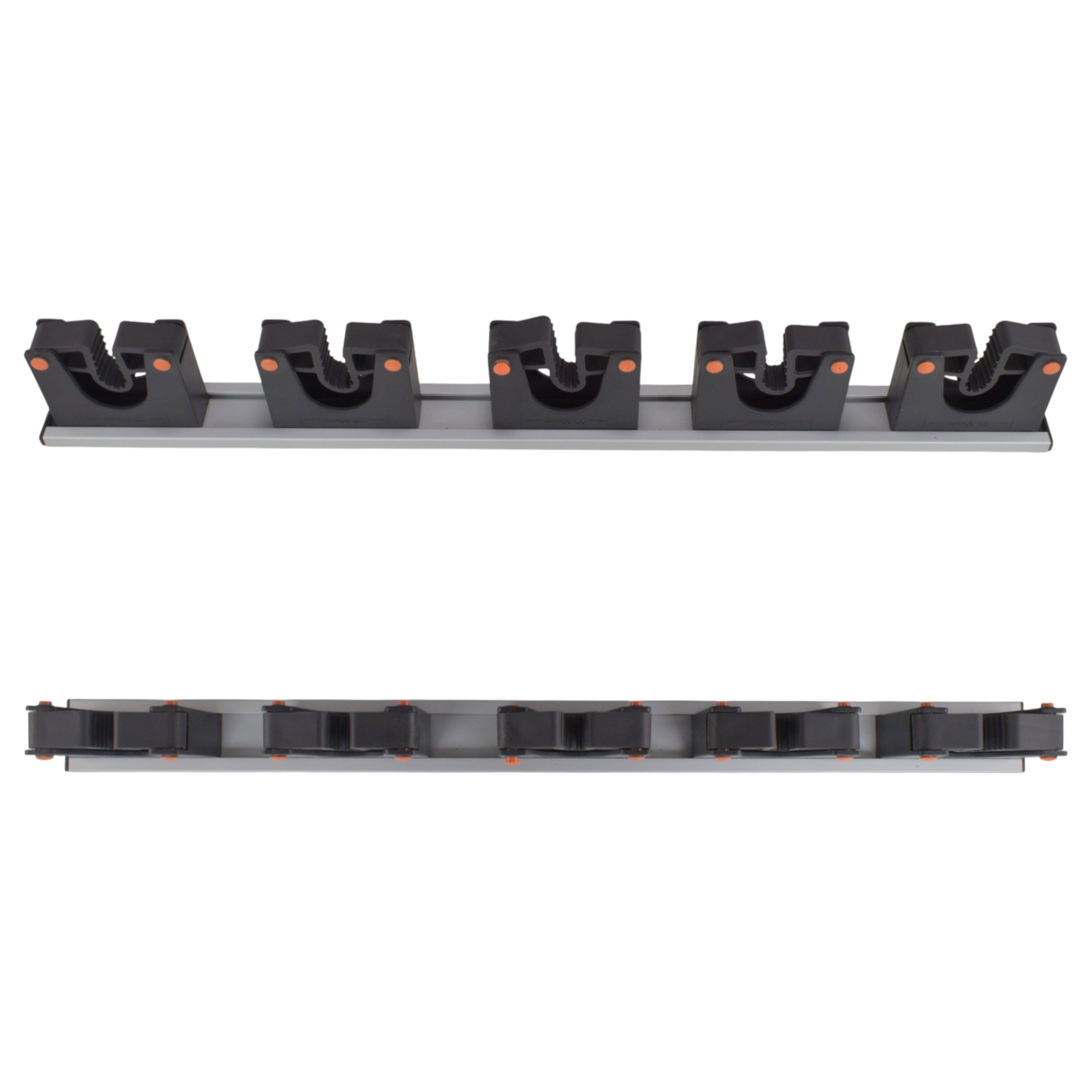 Wall Mount Tool Holder Rail - Gripper Design (5 Handles)