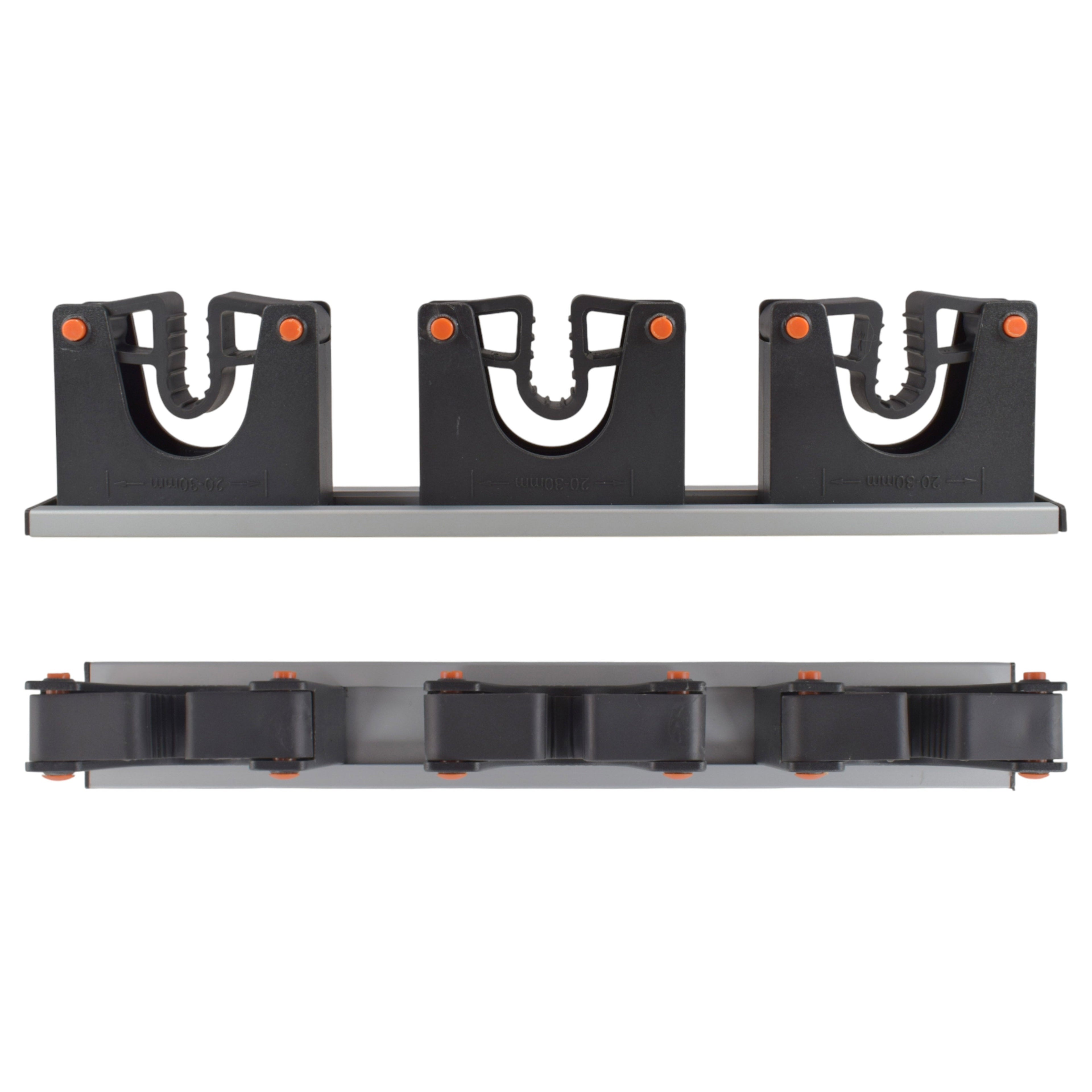 Wall Mount Tool Holder Rail - Gripper Design (3 Handles)