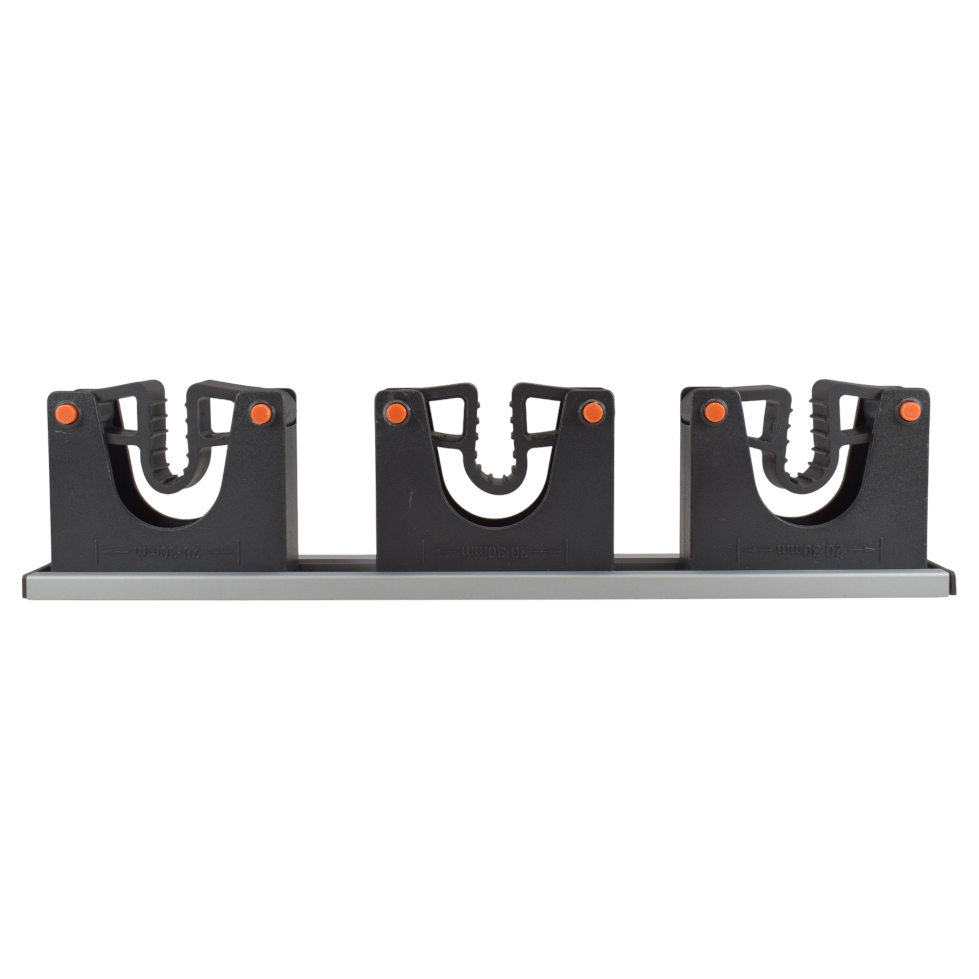 Wall Mount Tool Holder Rail - Gripper Design (3 Handles)
