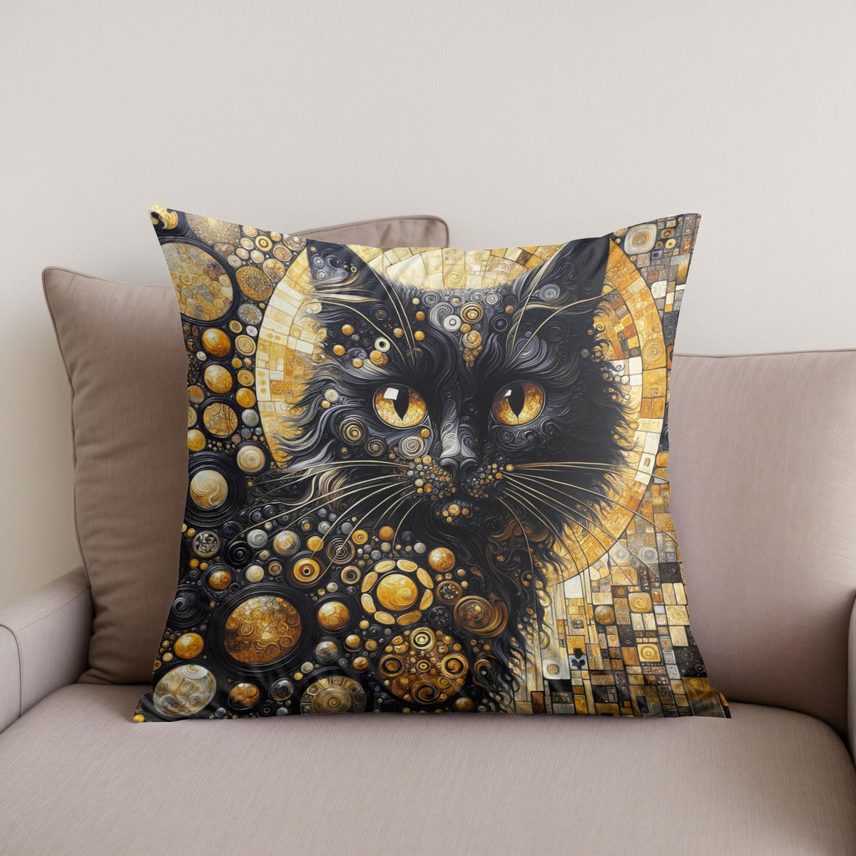 The Golden Cat Eyes Cotton Cushion