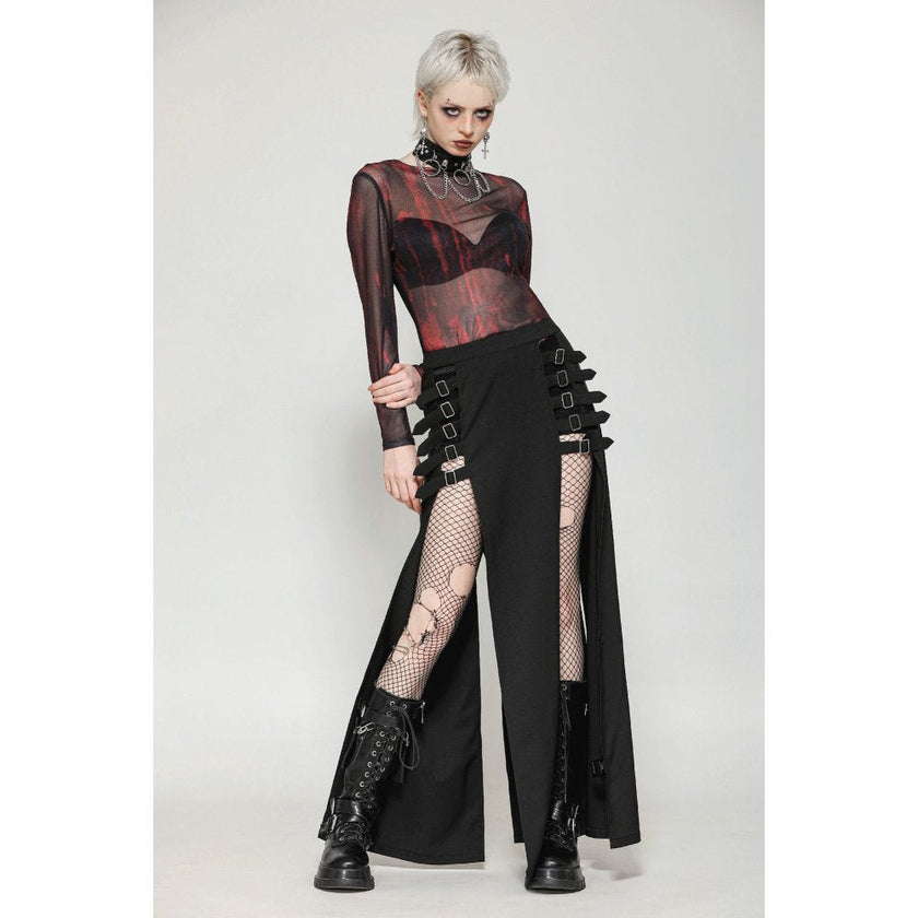 Dark in Love Phoenix Black Slit Metal Long Skirt
