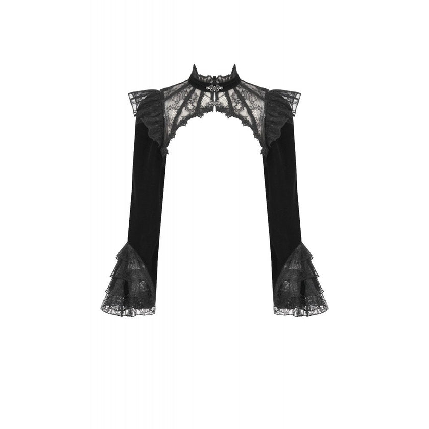 Dark in Love Erzebeth Gothic Bolero Shrug - Black Lace Victorian Bell Sleeve
