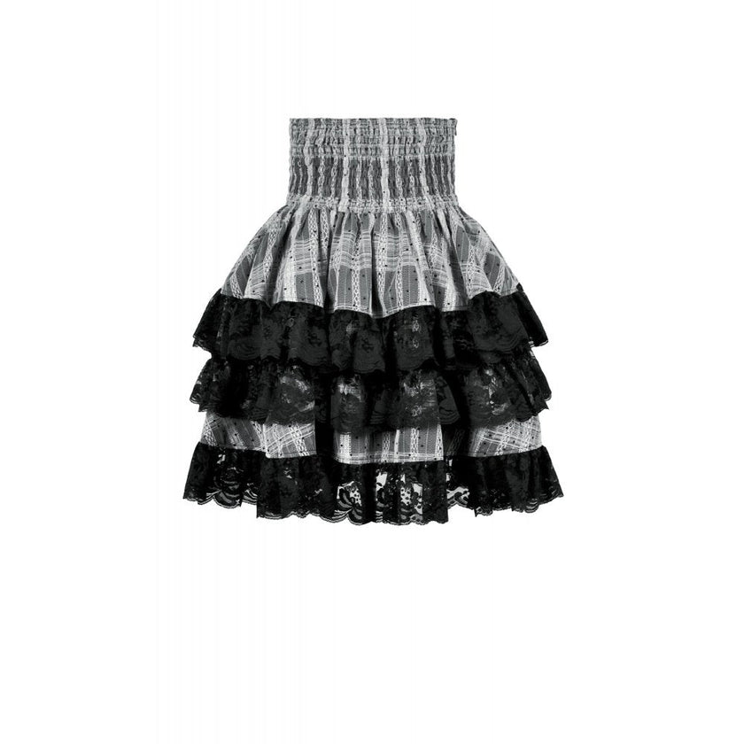 Dark in Love Hexa Layered Tartan Effect Lace Skirt