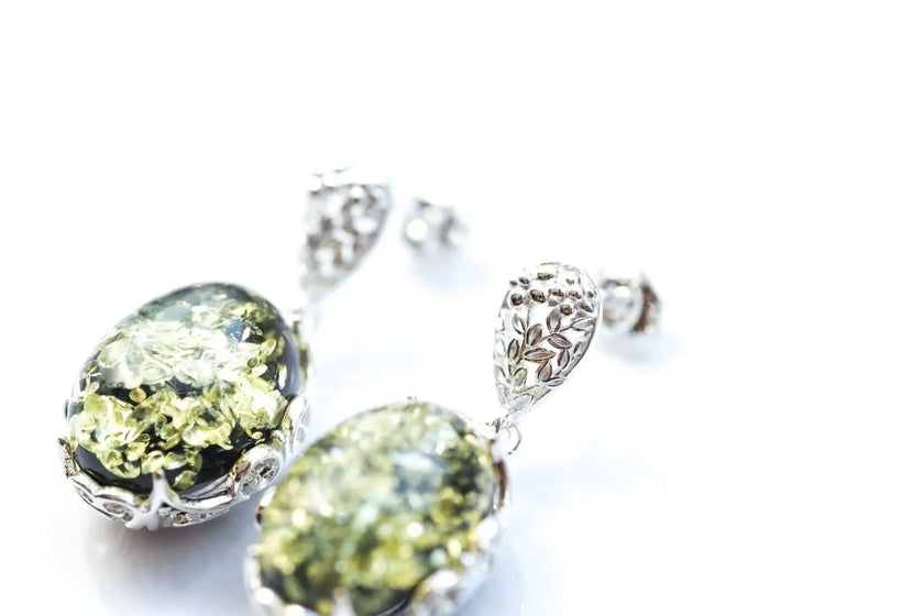 Demi Green Amber Drop Earrings