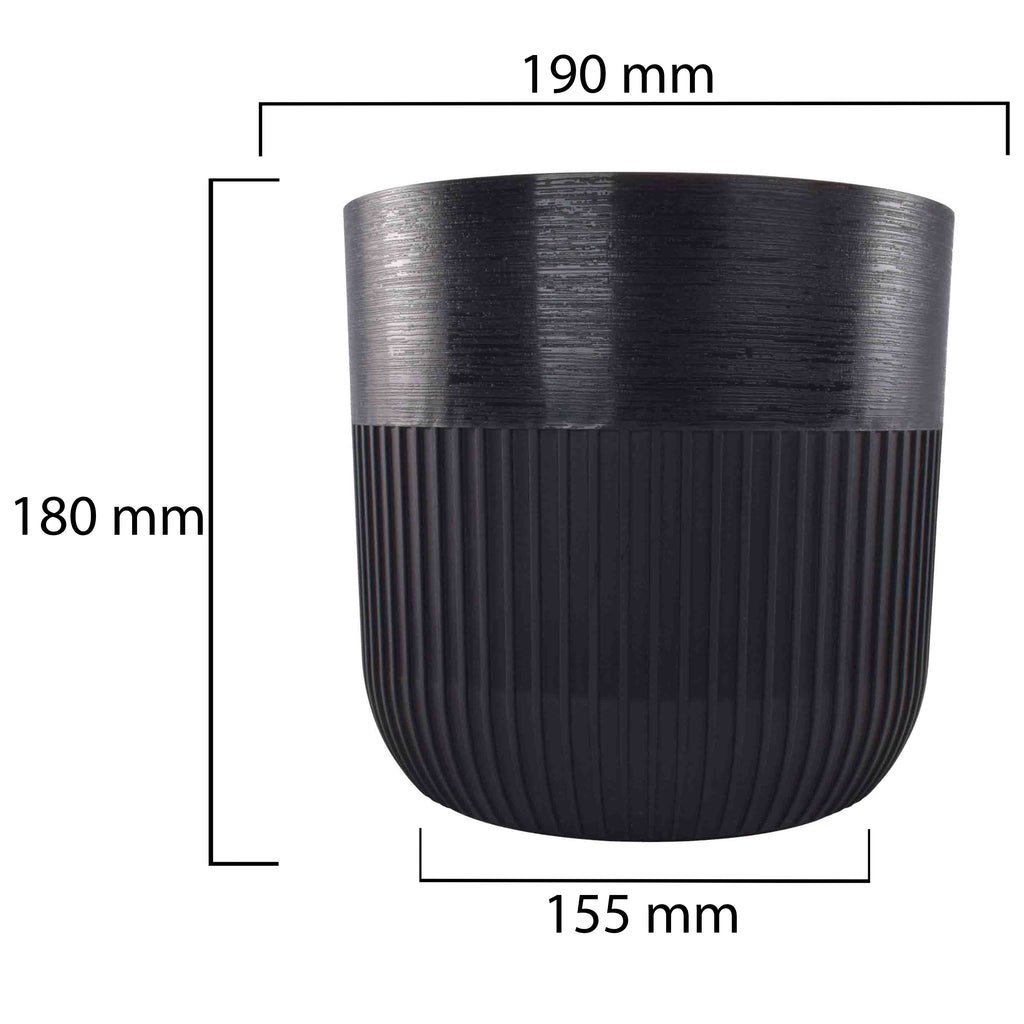 Luca Pot without Hole 190mm Deep Black