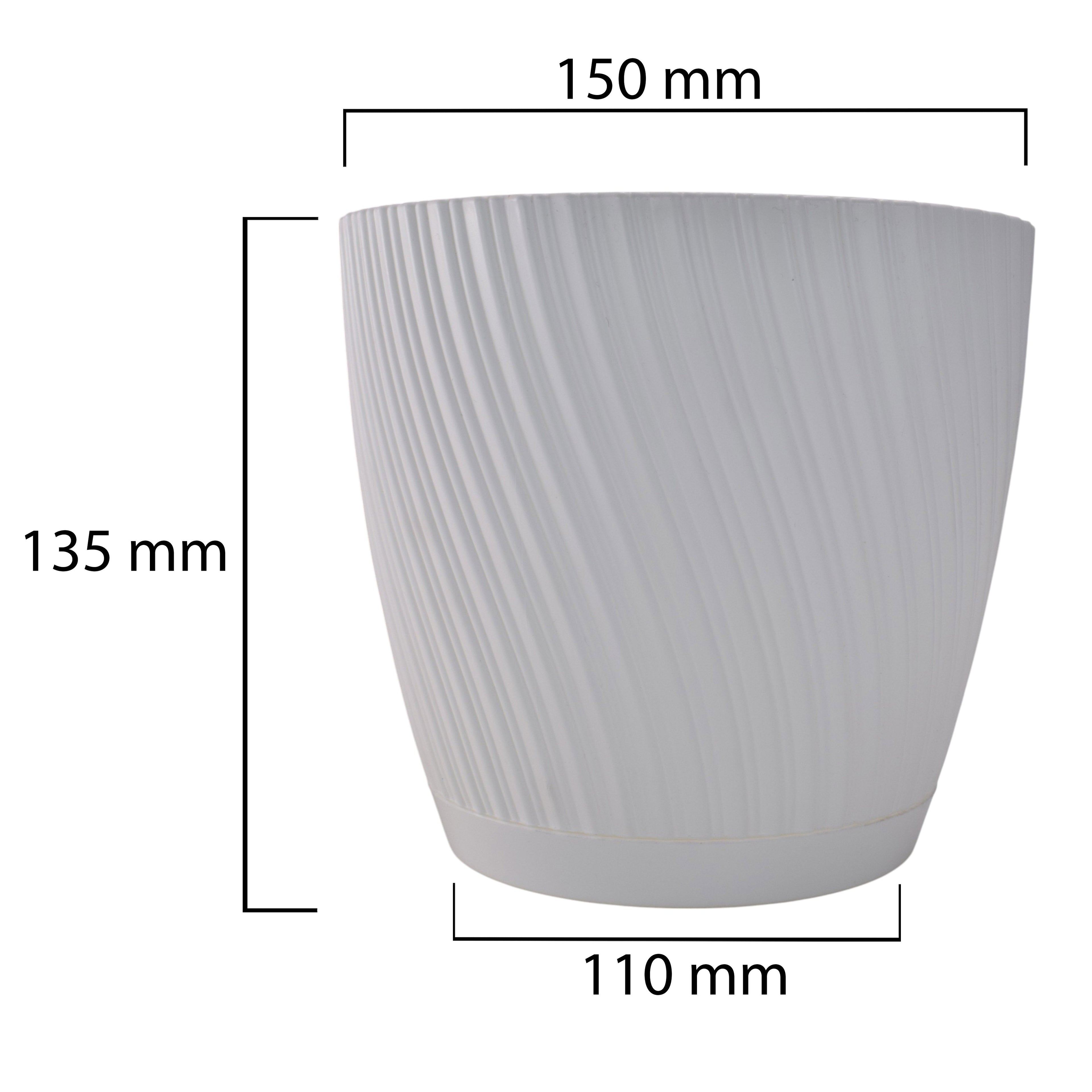 Mika Pot with Saucer 150mm White